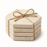 Travertine coaster hexagon