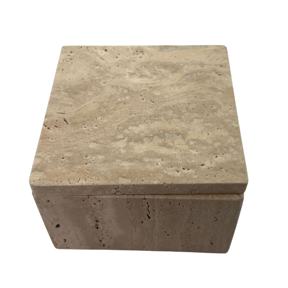 Travertin-Box für Accessoires - Quadratisch - 12 x 12 cm