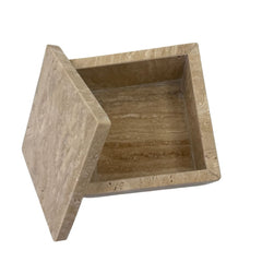 Travertin-Box für Accessoires - Quadratisch - 12 x 12 cm