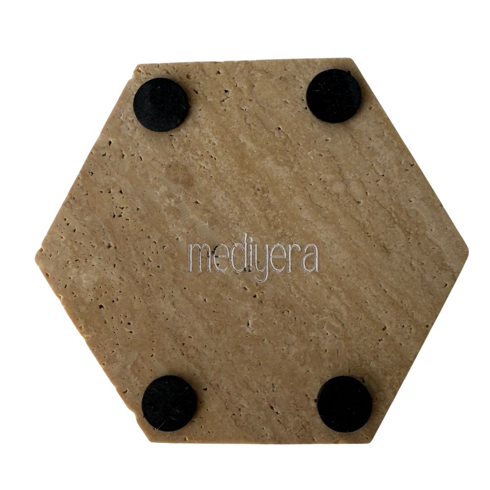 Travertine coaster hexagon