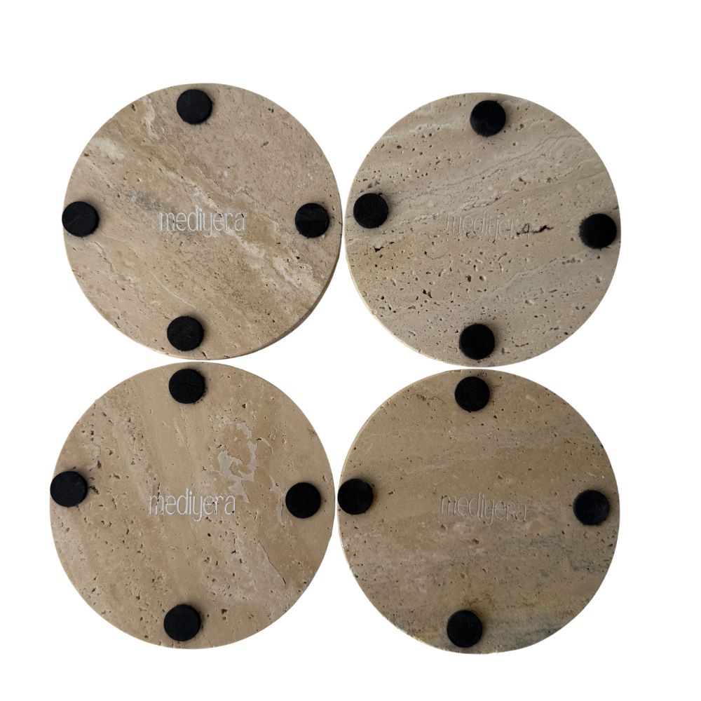 Travertine coaster round