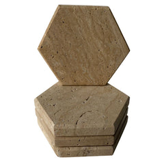 Travertine coaster hexagon