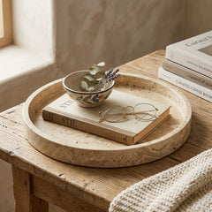 Travertine Tray with edge - Round - Ø30 cm
