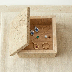 Travertine Box for Accessories - Square - 12 x 12 cm