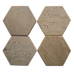 Travertine coaster hexagon