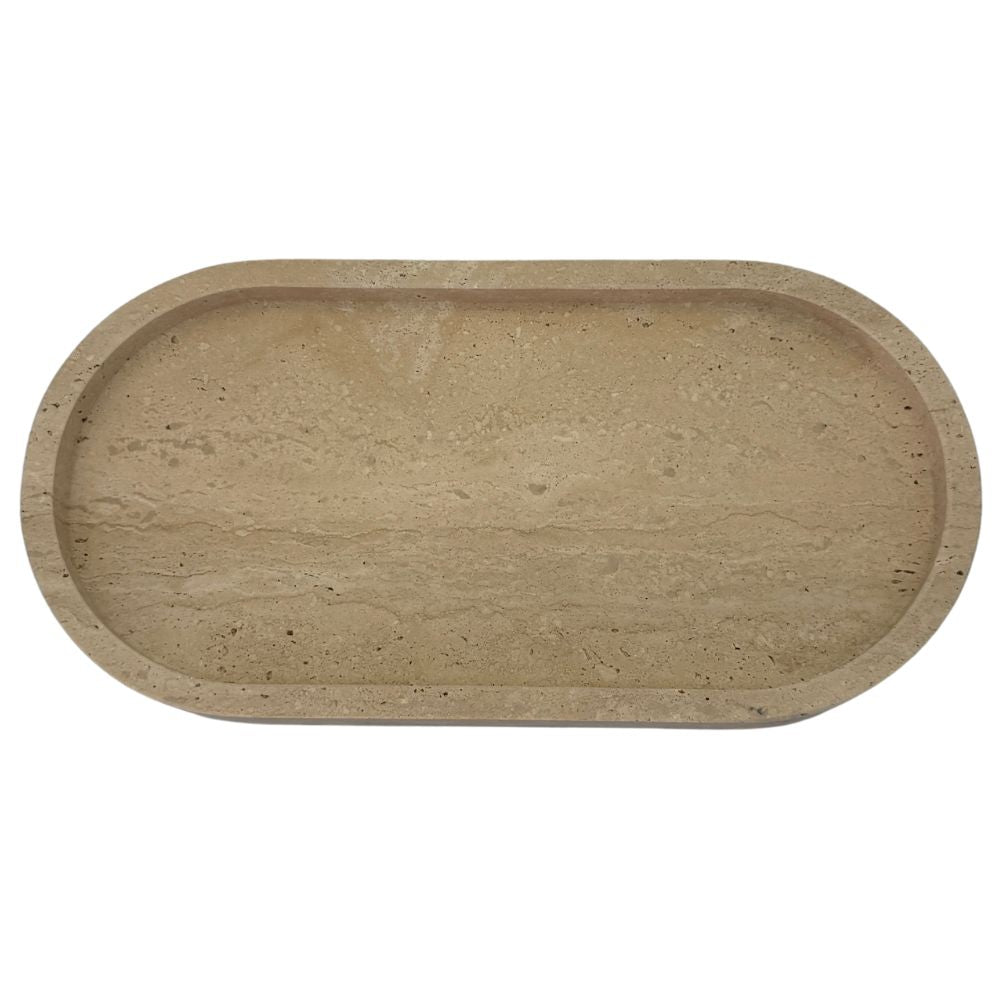 Travertine Tray with edge - Oval - 30 x 15 cm