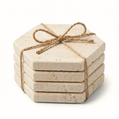 Travertine coaster hexagon